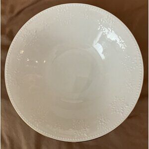 Libbey Crystal Snowflakes Xmas Gold Rim Serving Bowl 9"